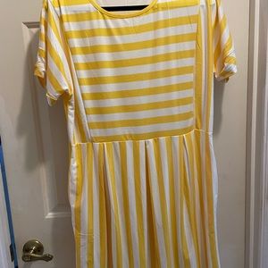 Yellow and blue striped dresses